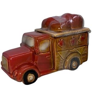 Farm Apple Truck Ceramic Jar Canister Vintage  Retro Farmhouse Truck Multicolor